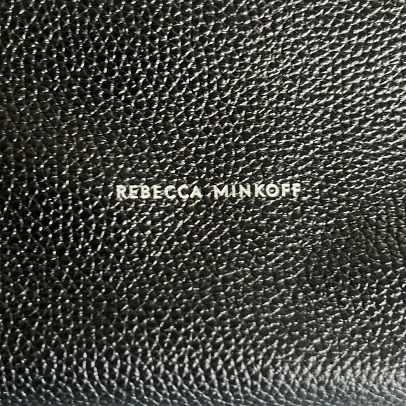 REBECCA MINKOFF Black Pebbled Leather CHAIN HOBO Bag Purse silver hardware - Picture 6 of 11